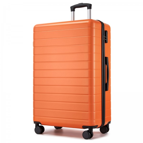KSN2691 - 28 Zoll großer Reisegepäckkoffer, hochwertiger ABS-Hartschalenkoffer mit 360° lautlosen Rädern und sicherem Zahlenschloss - Orange