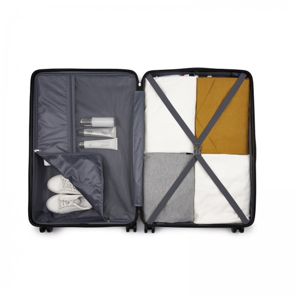 KSN2691 - 28 Zoll großer Reisegepäckkoffer, hochwertiger ABS-Hartschalenkoffer mit 360° lautlosen Rädern und sicherem Zahlenschloss - Orange