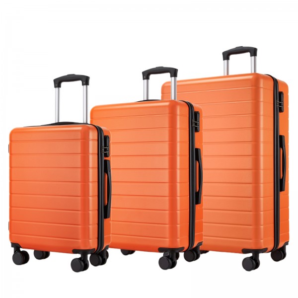 KSN2691 - 3‑teiliges Hartschalen-Kofferset (20/24/28 Zoll), leichte ABS-Koffer mit lautlosen Rädern und Zahlenschlössern - Orange