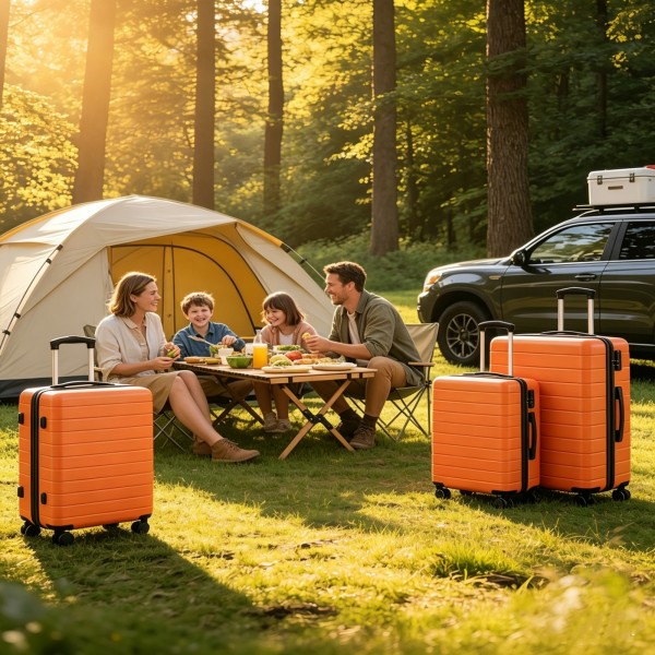 KSN2691 - 3‑teiliges Hartschalen-Kofferset (20/24/28 Zoll), leichte ABS-Koffer mit lautlosen Rädern und Zahlenschlössern - Orange