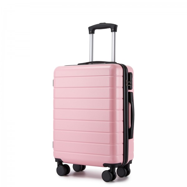 KSN2691 - 20 Zoll Handgepäckkoffer, leichter ABS-Hartschalenkoffer mit 360° lautlosen Rädern, Zahlenschloss und übersichtlichem Innenraum - Rosa