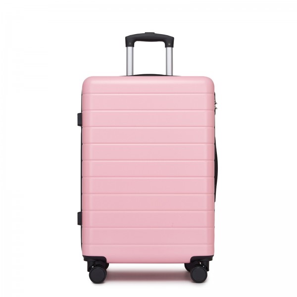KSN2691 - 24 Zoll Reisegepäckkoffer, robuster ABS-Hartschalenkoffer mit 360° lautlosen Rollen und sicherem Zahlenschloss - Rosa