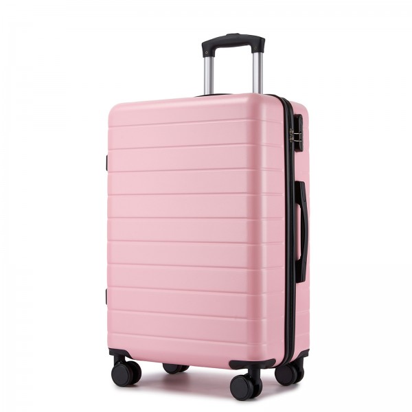 KSN2691 - 24 Zoll Reisegepäckkoffer, robuster ABS-Hartschalenkoffer mit 360° lautlosen Rollen und sicherem Zahlenschloss - Rosa