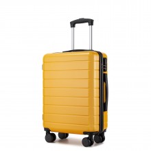 KSN2691 - 20 Zoll Handgepäckkoffer, leichter ABS-Hartschalenkoffer mit 360° lautlosen Rädern, Zahlenschloss und übersichtlichem Innenraum - Gelb