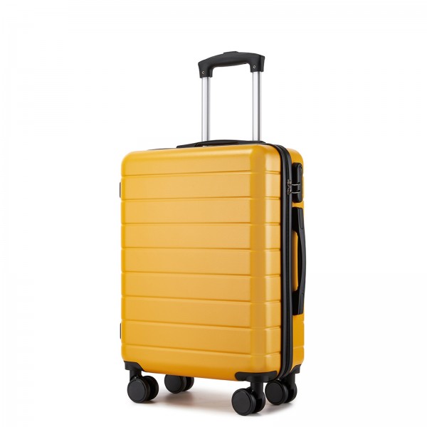 KSN2691 - 20 Zoll Handgepäckkoffer, leichter ABS-Hartschalenkoffer mit 360° lautlosen Rädern, Zahlenschloss und übersichtlichem Innenraum - Gelb