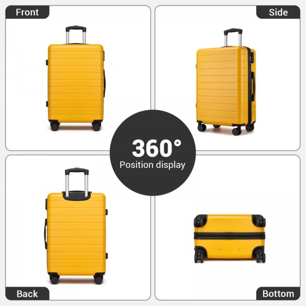 KSN2691 - 24 Zoll Reisegepäckkoffer, robuster ABS-Hartschalenkoffer mit 360° lautlosen Rollen und sicherem Zahlenschloss - Gelb