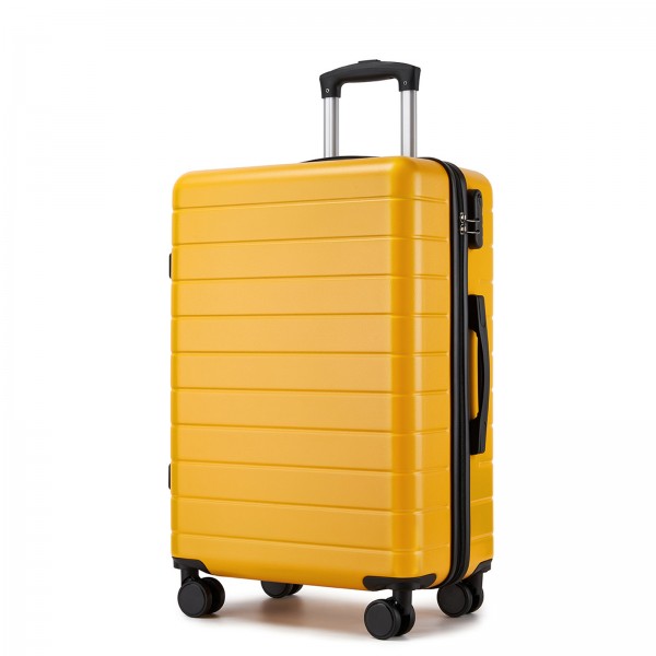 KSN2691 - 24 Zoll Reisegepäckkoffer, robuster ABS-Hartschalenkoffer mit 360° lautlosen Rollen und sicherem Zahlenschloss - Gelb