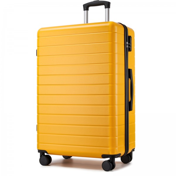 KSN2691 - 28 Zoll großer Reisegepäckkoffer, hochwertiger ABS-Hartschalenkoffer mit 360° lautlosen Rädern und sicherem Zahlenschloss - Gelb