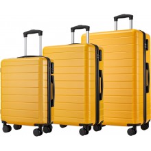 KSN2691 - 3‑teiliges Hartschalen-Kofferset (20/24/28 Zoll), leichte ABS-Koffer mit lautlosen Rädern und Zahlenschlössern - Gelb