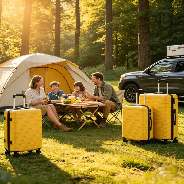 KSN2691 - 3‑teiliges Hartschalen-Kofferset (20/24/28 Zoll), leichte ABS-Koffer mit lautlosen Rädern und Zahlenschlössern - Gelb