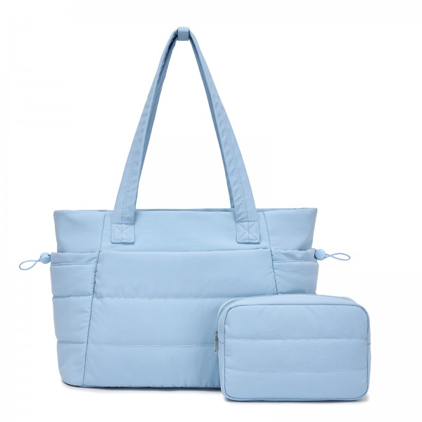 TVN2621 - 2-Piece Women's Tote Bag Set, Water Repellent Handbag with Laptop Compartment for Commute Travel And Outings - Blue
