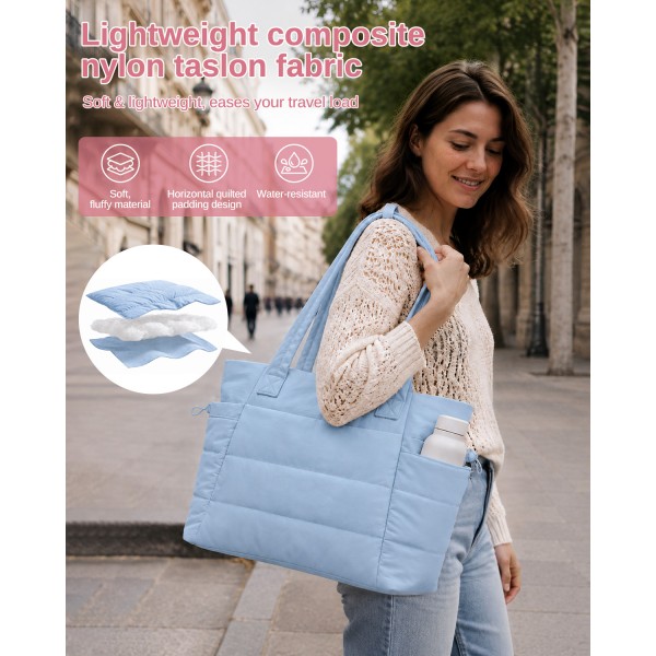 TVN2621 - 2-Piece Women's Tote Bag Set, Water Repellent Handbag with Laptop Compartment for Commute Travel And Outings - Blue