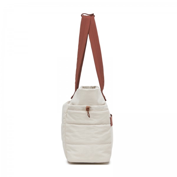 TVN2621 - 2-Piece Women's Tote Bag Set, Water Repellent Handbag with Laptop Compartment for Commute Travel And Outings - Beige And Brown