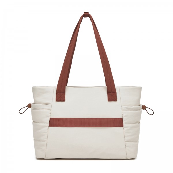 TVN2621 - 2-Piece Women's Tote Bag Set, Water Repellent Handbag with Laptop Compartment for Commute Travel And Outings - Beige And Brown