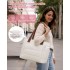 TVN2621 - 2-Piece Women's Tote Bag Set, Water Repellent Handbag with Laptop Compartment for Commute Travel And Outings - Beige And Brown