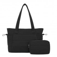TVN2621 - 2-Piece Women's Tote Bag Set, Water Repellent Handbag with Laptop Compartment for Commute Travel And Outings - Black