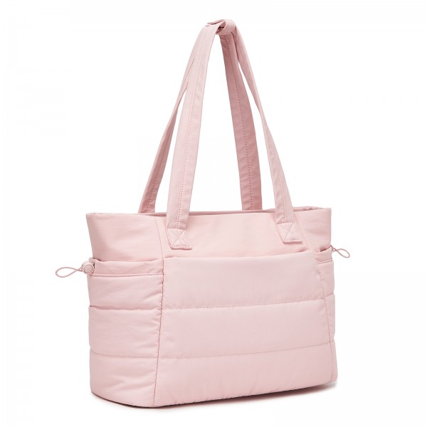 TVN2621 - 2-Piece Women's Tote Bag Set, Water Repellent Handbag with Laptop Compartment for Commute Travel And Outings - Pink