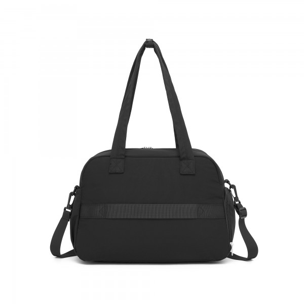 TVN2622 - 24L Lightweight Quilted Women’s Travel Bag Set with Shoe Compartment for Gym Maternity Commute - Black